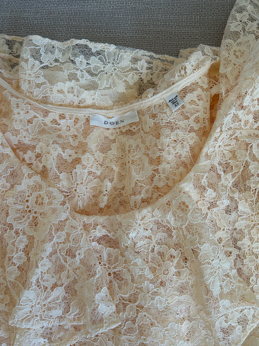 DOEN Costine Maxi Dress Vanilla Cream Lace Sheer - Picture 7 of 16